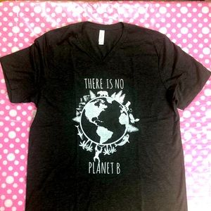 Bella Canvas LG Charcoal Triblend Unisex V-Neck Tee Shirt. There is no Planet B
